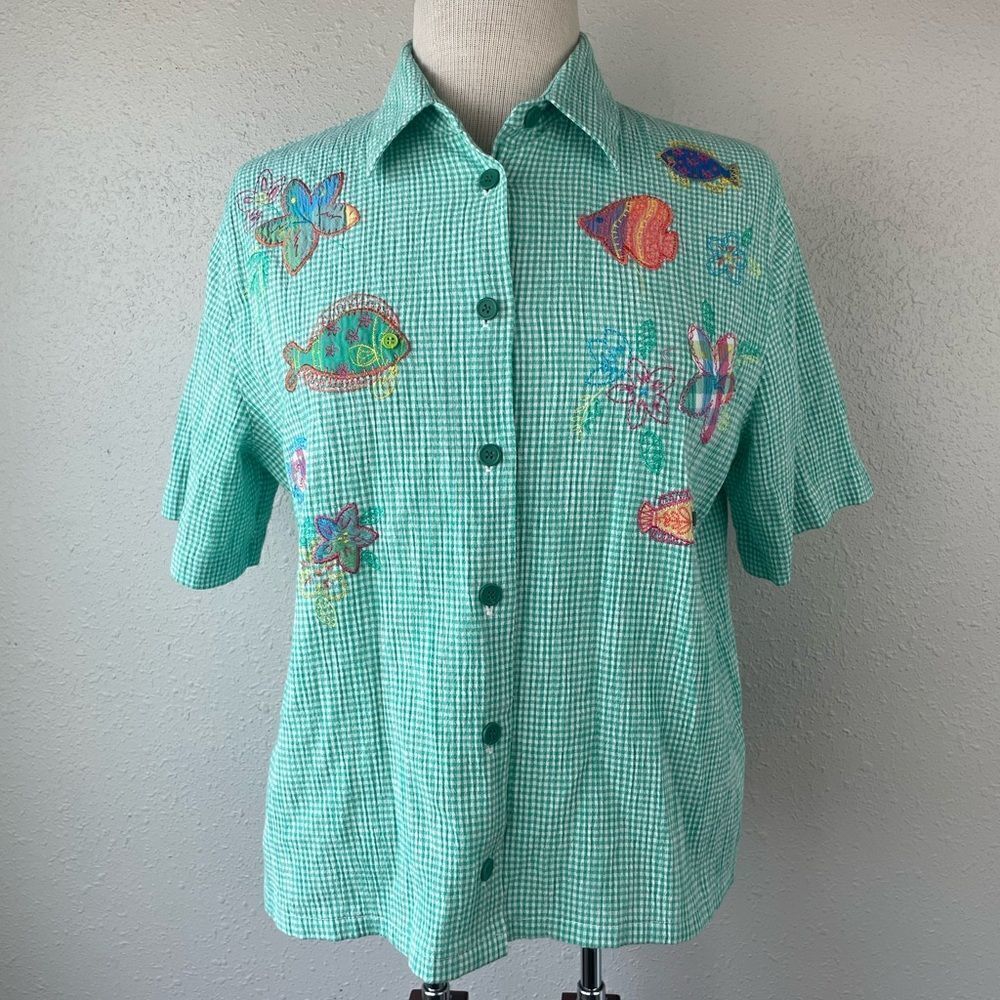 Koret Francisca Short Sleeve Button Down Shirt Size S EUC